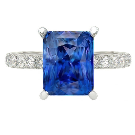 Gold Natürlicher Diamant ( nicht im Labor gezüchtet ) Ring 3 Karat Krappen Set Ceylon Saphir Edelstein Schmuck