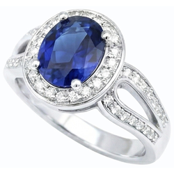 Gold Oval Halo Ring SriLanka Saphir Split Schaft & Natürlicher Diamant ( nicht im Labor gezüchtet )en 4 Karat