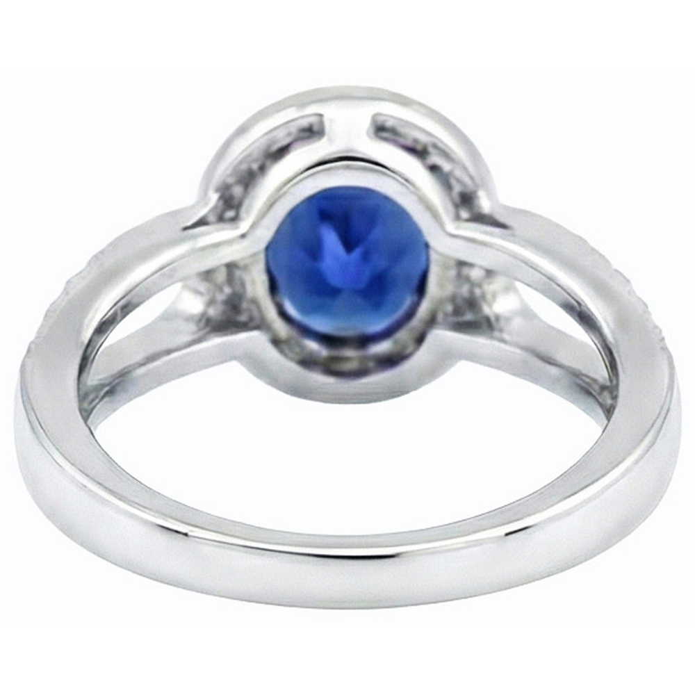 Gold Oval Halo Ring SriLanka Saphir Split Schaft & Natürlicher Diamant ( nicht im Labor gezüchtet )en 4 Karat