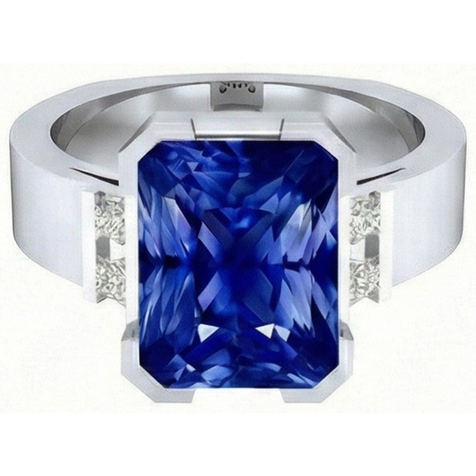 Gold Saphir Jubiläumsring 4 Karat Bar Set Princess Natürlicher Diamant ( nicht im Labor gezüchtet )s