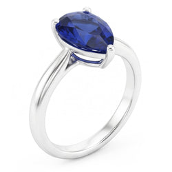 Gold Solitaire Birnenförmiger Srilanka Saphir Ring 1,50 Karat