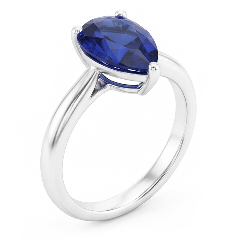 Gold Solitaire Birnenförmiger Srilanka Saphir Ring 1,50 Karat