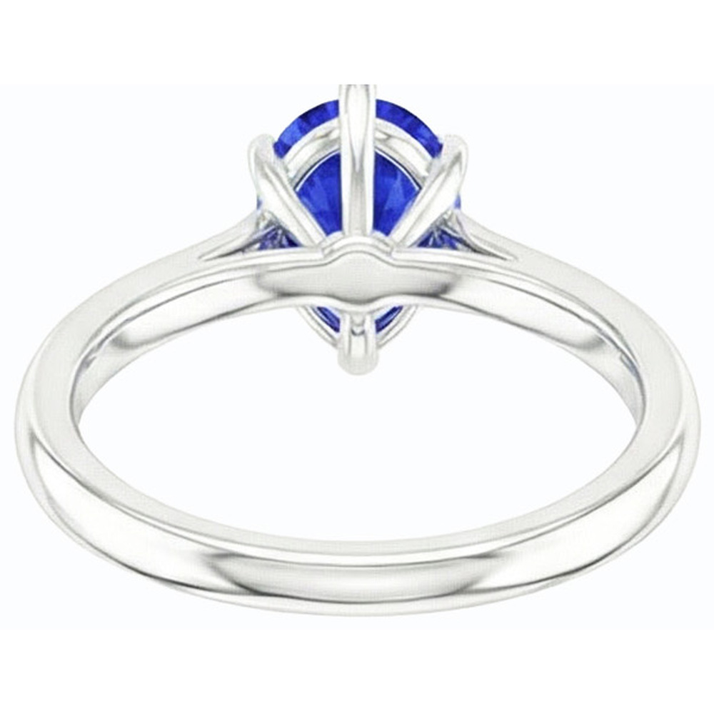 Gold Solitaire Birnenförmiger Srilanka Saphir Ring 1,50 Karat