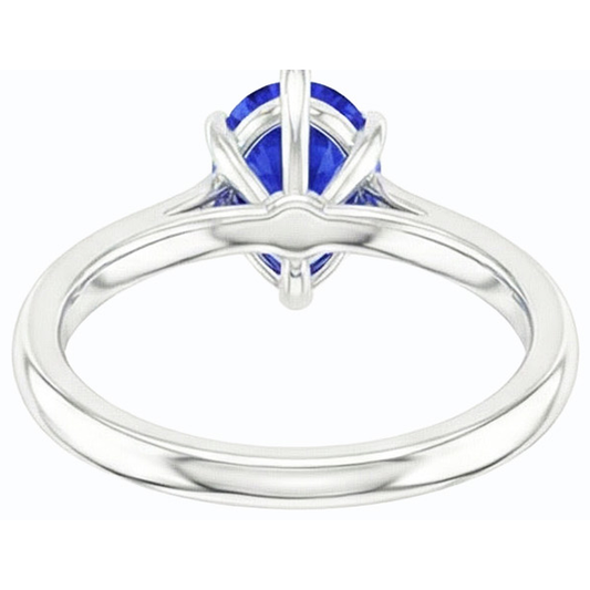 Gold Solitaire Birnenförmiger Srilanka Saphir Ring 1,50 Karat