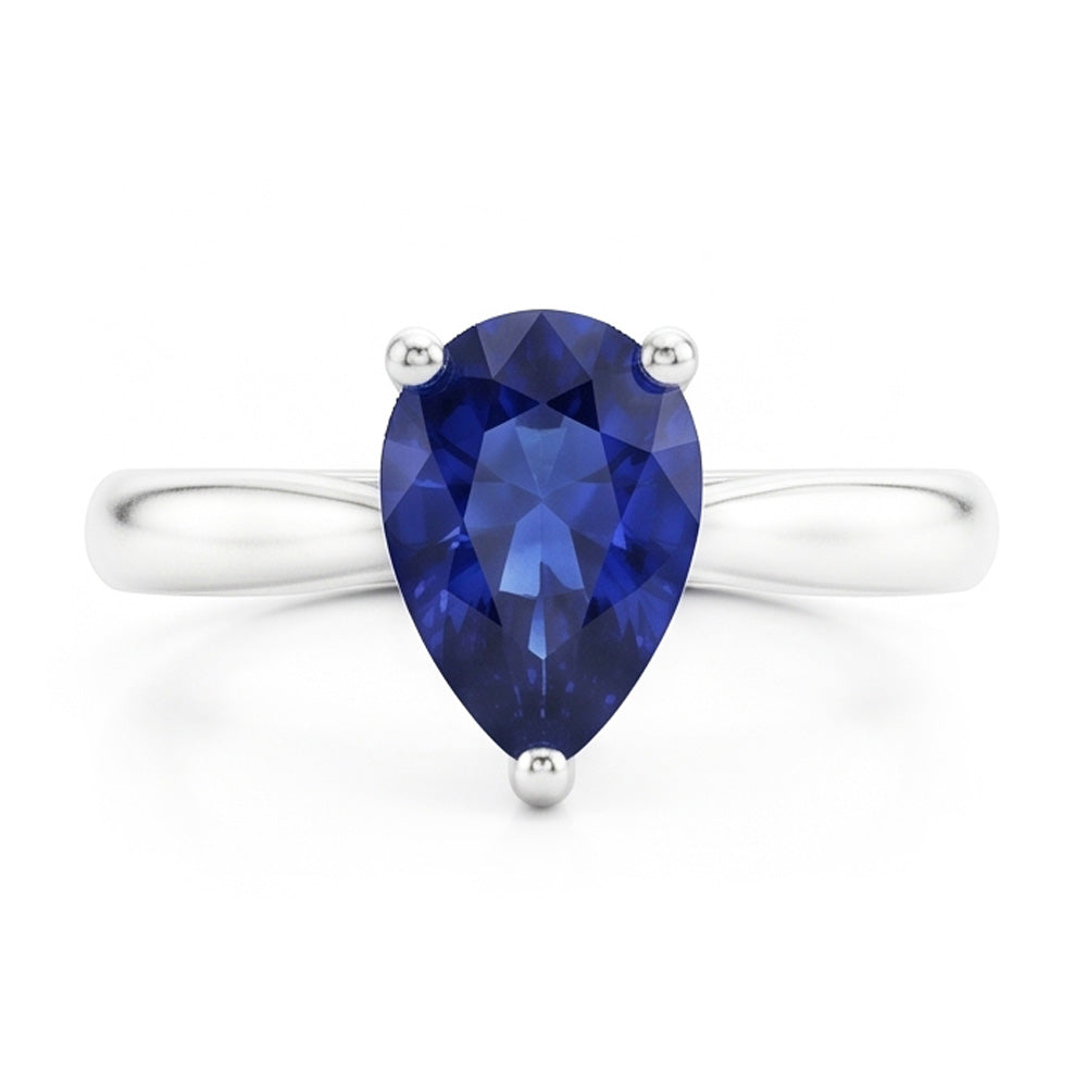 Gold Solitaire Birnenförmiger Srilanka Saphir Ring 1,50 Karat