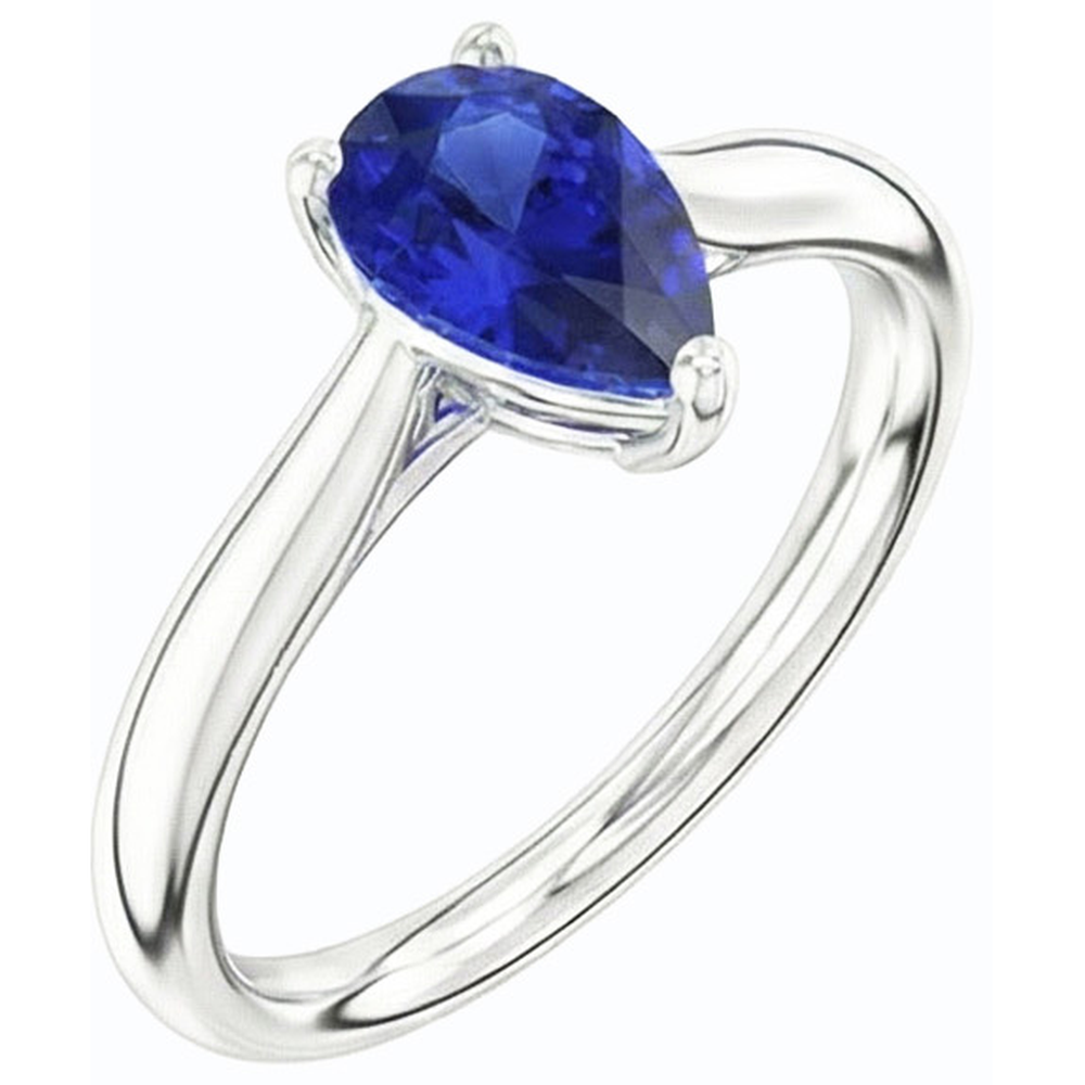 Gold Solitaire Birnenförmiger Srilanka Saphir Ring 1,50 Karat