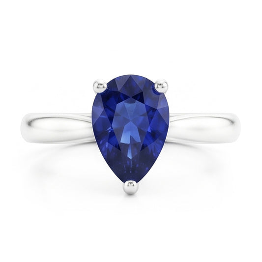 Gold Solitaire Birnenförmiger Srilanka Saphir Ring 1,50 Karat