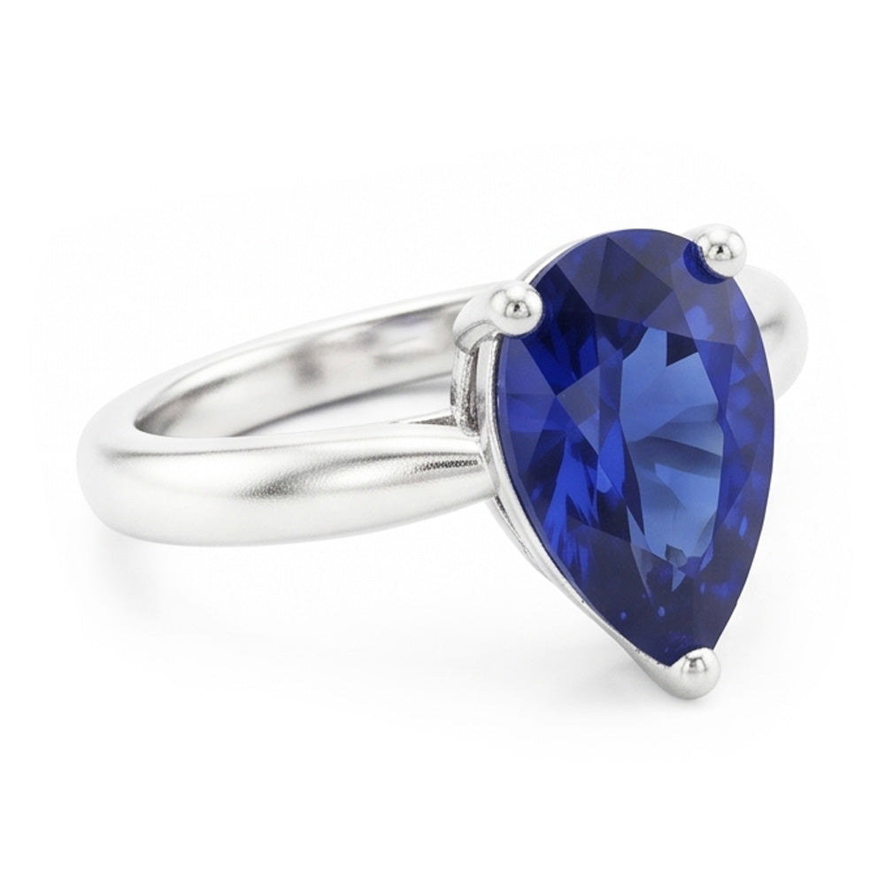 Gold Solitaire Birnenförmiger Srilanka Saphir Ring 1,50 Karat