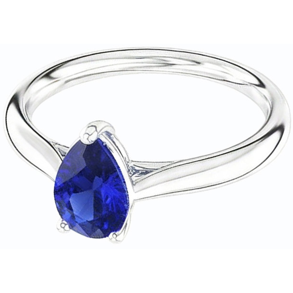 Gold Solitaire Birnenförmiger Srilanka Saphir Ring 1,50 Karat