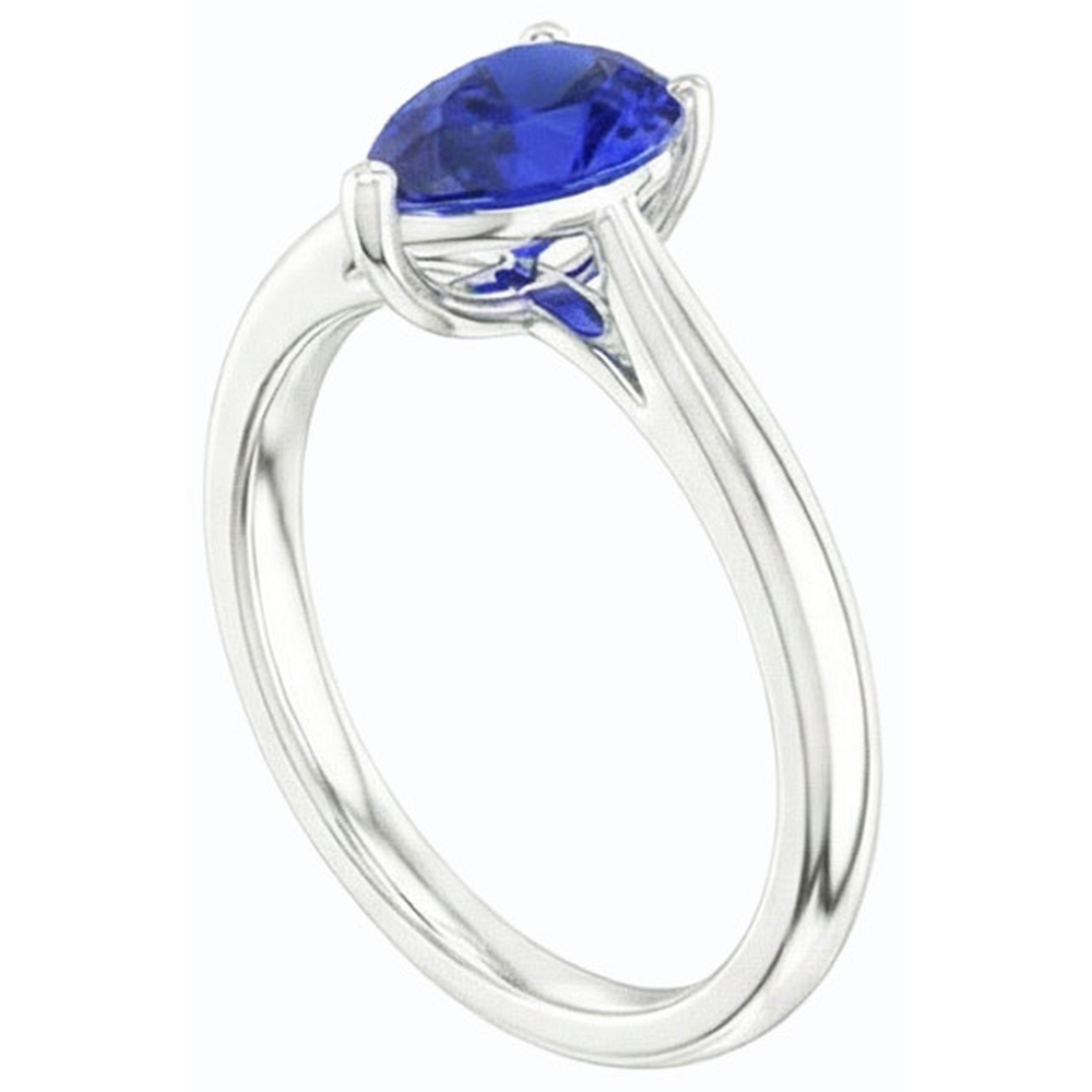 Gold Solitaire Birnenförmiger Srilanka Saphir Ring 1,50 Karat