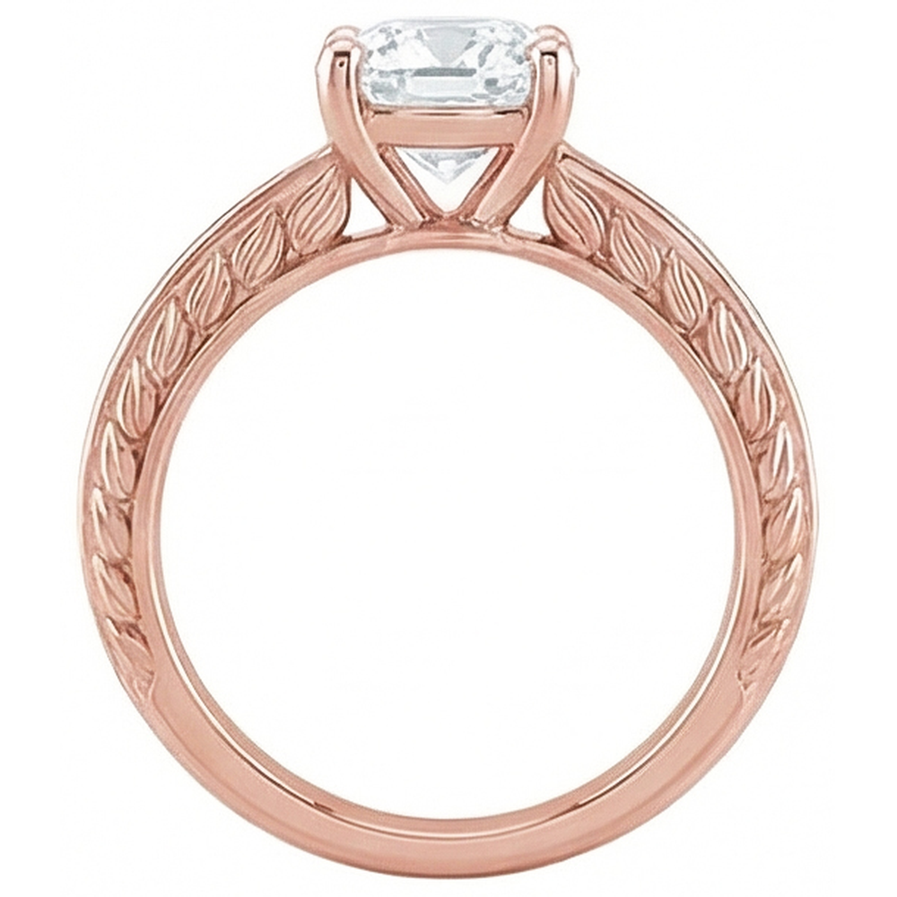 echter cushion diamant 3.75Karat ring Profilansicht