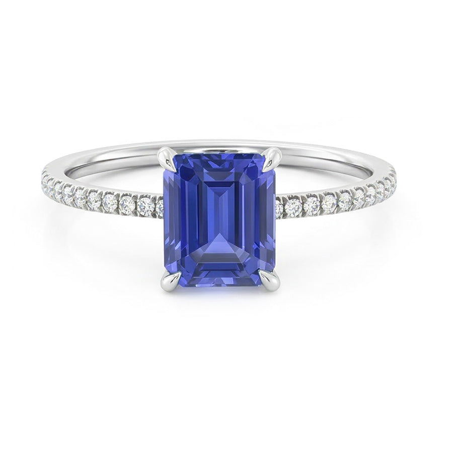 Gold-Solitär-Smaragd-Saphir-Ring mit Akzenten Natürlicher Diamant ( nicht im Labor gezüchtet )en 3,50 Karat
