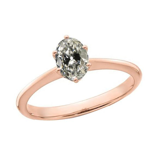 Gold Solitärring Ovaler Altschliff Echt Diamant Damenschmuck 2.50 Karat