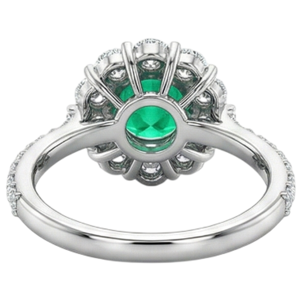 Edelstein-Ring 14 Karat Zweifarbig Gold mit Smaragd – Detailansicht
