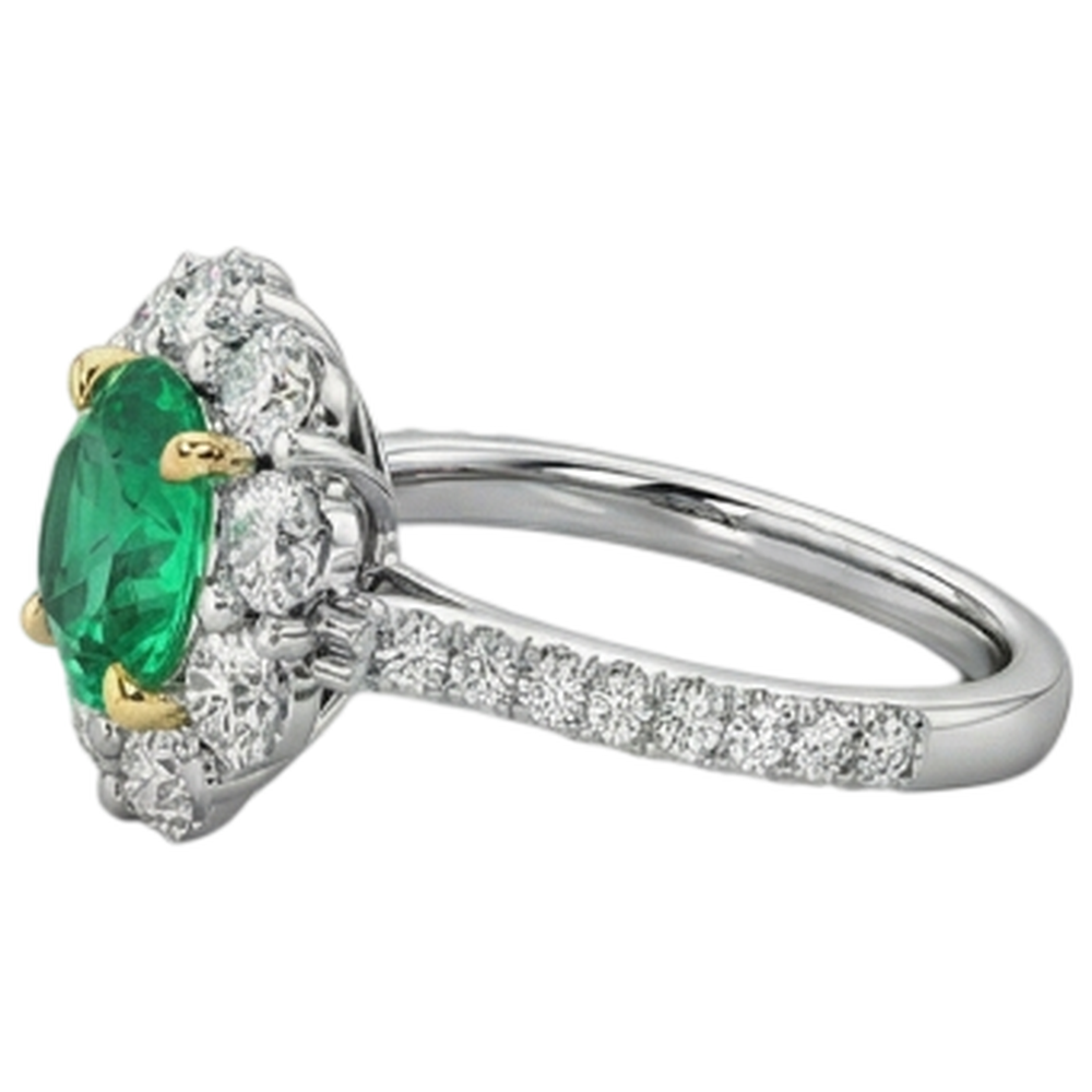 Luxuriöser Smaragd Edelstein-Ring 2 Karat – Seitenansicht