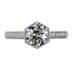 Gold runder Echt Aus der Erde Abgebauter Natürlicher Diamantring im alten Minenschliff 6 Krappen Set 3 Karat Schmuck