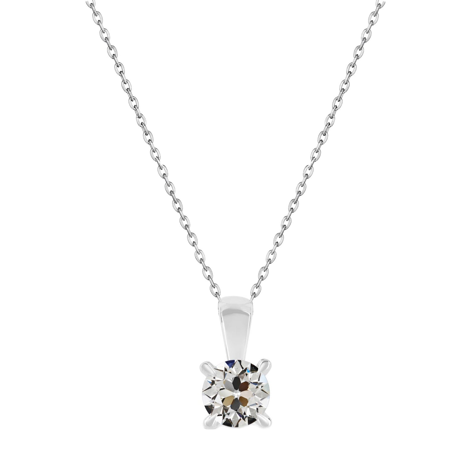 Erdgewonnener Edler Diamant Anhänger-Halskette 1 Karat 14K Weißgold – Hauptansicht