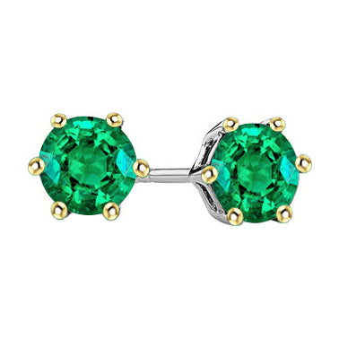 Naturreiner Smaragd Gemstone Earring 1,50 Karat Zweifarbiges 14K Gold – Hauptansicht