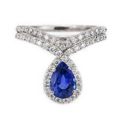 Naturreiner Hochzeitsset Blauer Saphir Edelstein-Ring 3,50 Karat