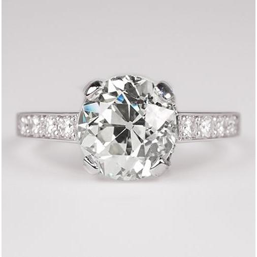 Gold Ehering Alter Minenschliff Runde Natürlich Aus der Erde Abgebauter Natürlicher Diamanten 2,50 Karat