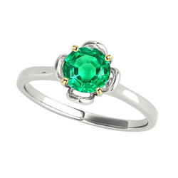 14 Karat Zweifarbig Gold GIA-Geprüft Smaragd Edelstein-Ring 2