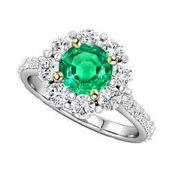 Smaragd Edelstein-Ring – GIA-Geprüft 2 Karat 14 Karat Zweifarbig