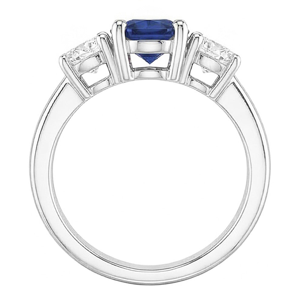 Goldener Drei-Steine-Ring mit rundem Natürlicher Diamant ( nicht im Labor gezüchtet )en Ceylon Saphir 2,50 Karat