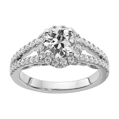 Goldener Halo Old Cut Echt Diamant-Verlobungsring mit geteiltem Schaft 4.75 Karat