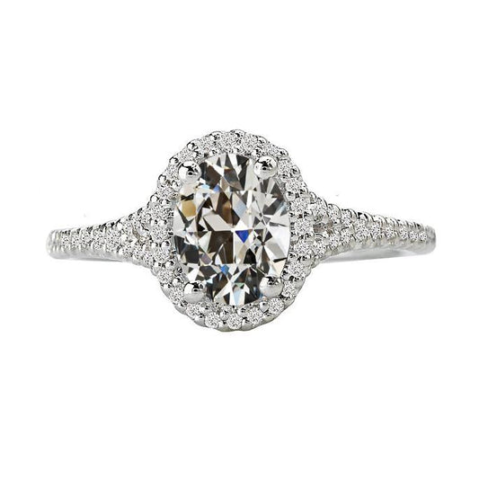 Goldener Runder & Ovaler alter Bergmann Echt Diamant Halo Ring 6.50 Karat Schmuck