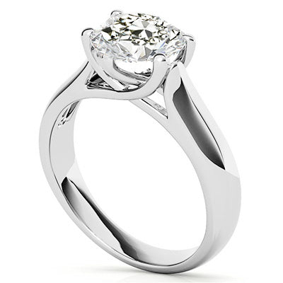 Edler Diamant Old Mine Cut Einzelstein-Ring in 14 Karat Weißgold – Frontansicht
