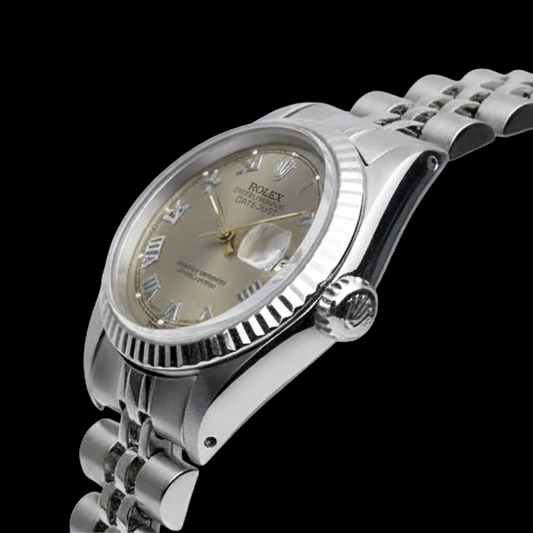 Graues römisches Zifferblatt Rolex Datejust Damen-Lünette Jubiläums-Edelstahl
