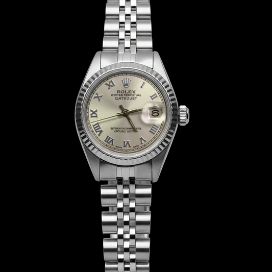 Graues römisches Zifferblatt Rolex Datejust Damen-Lünette Jubiläums-Edelstahl