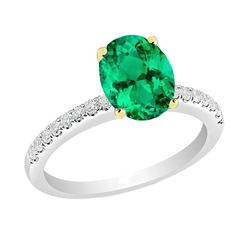 Zweifarbiges 14K Gold Kolumbianischer Smaragd Farbstein-Ring