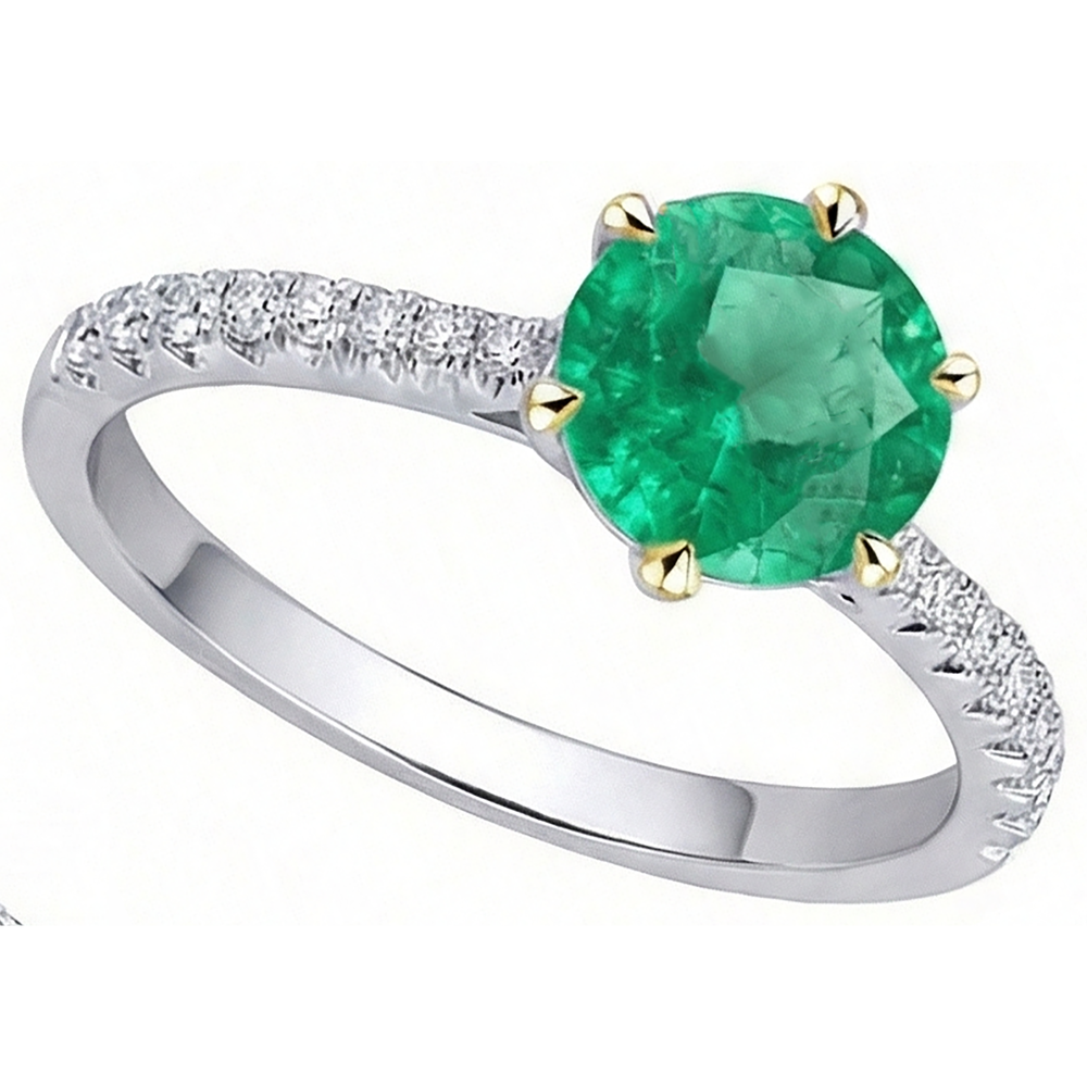 Stilvoller Smaragd Farbstein-Ring 3 Karat – Schrägansicht