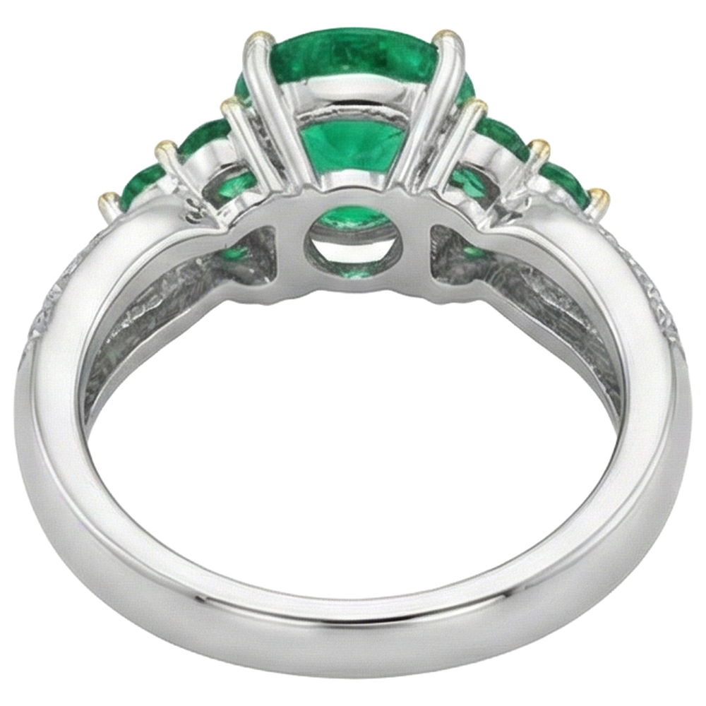 Farbstein-Ring Bicolor 14K Gold mit Kolumbianischer Smaragd – Rückansicht
