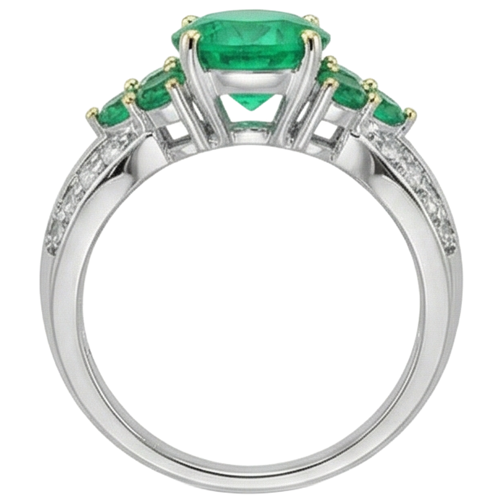 Luxuriöser Kolumbianischer Smaragd Farbstein-Ring 2 Karat – Draufsicht