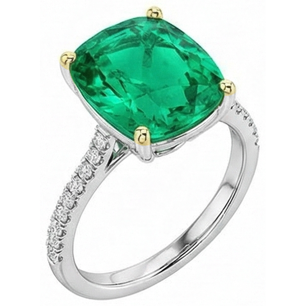 Eleganter Kolumbianischer Smaragd Edelstein-Ring 4 Karat – Seitenansicht