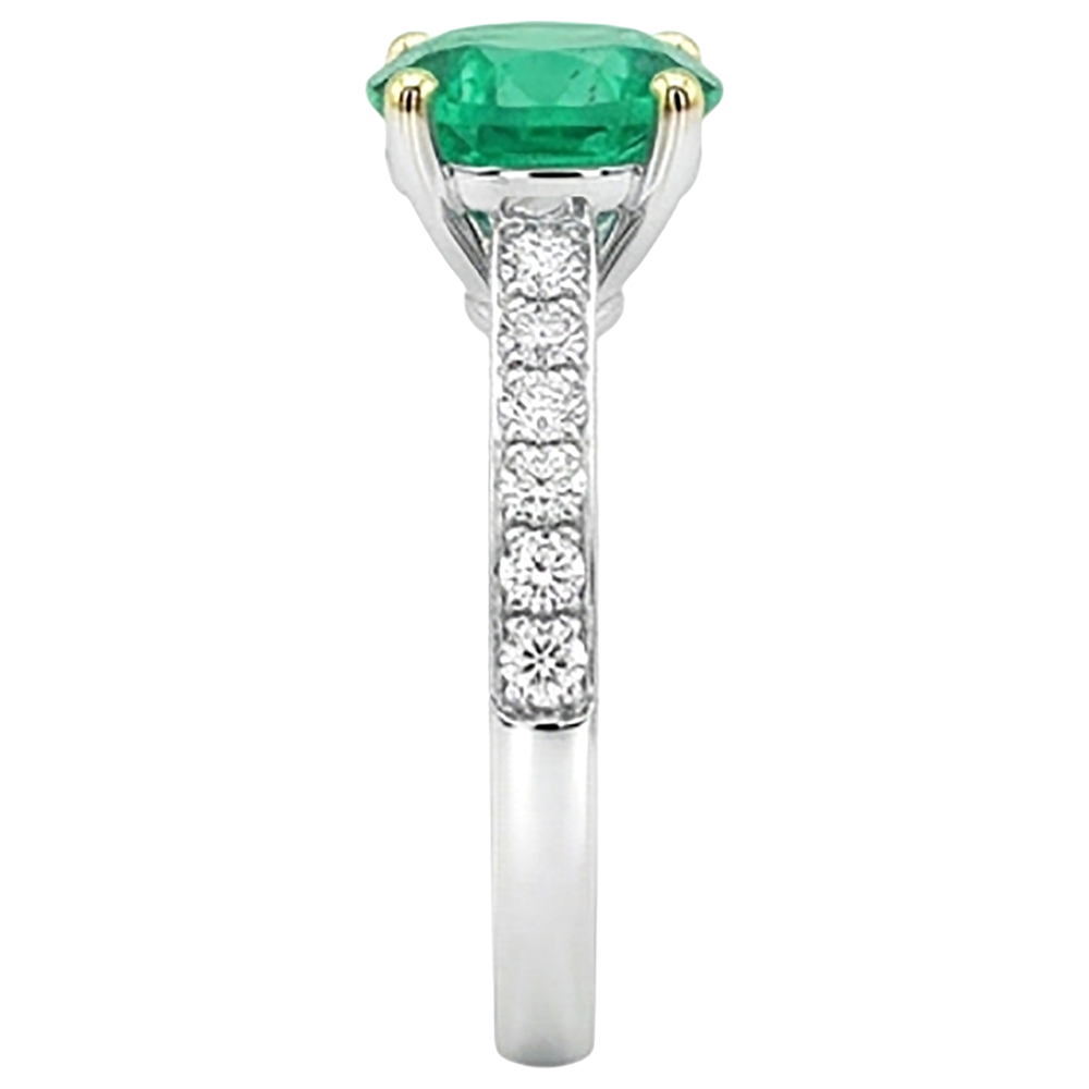 Handgemachter Kolumbianischer Smaragd Schmuckstein-Ring 2,50 Karat – Rückansicht