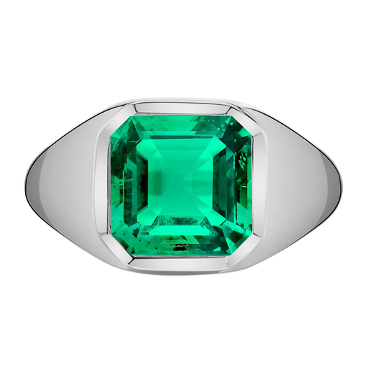 Edler Smaragd Asscher Schmuckstein-Ring in 14K Weißgold – Hauptansicht