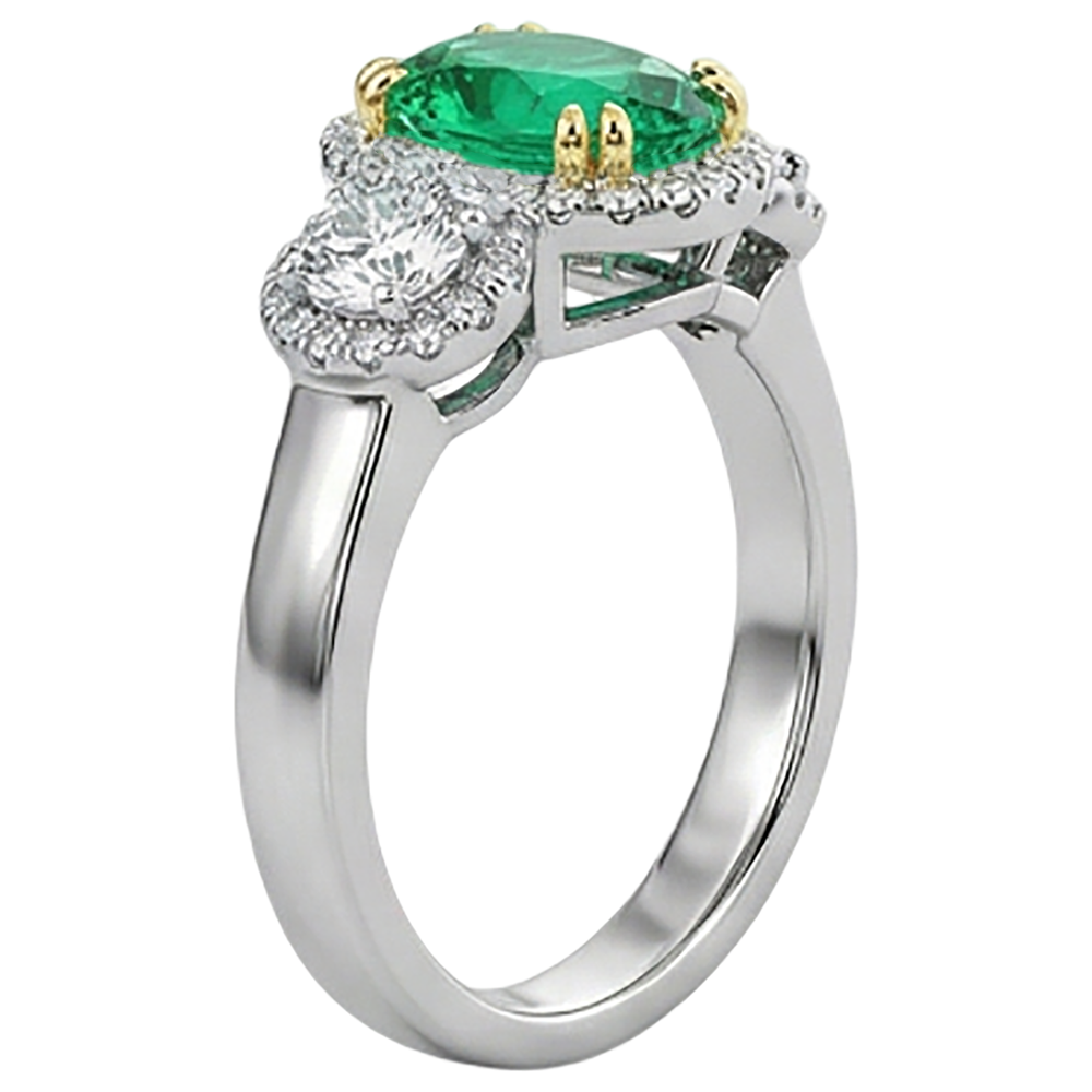 Echter Smaragd Schmuckstein-Ring – Schrägansicht