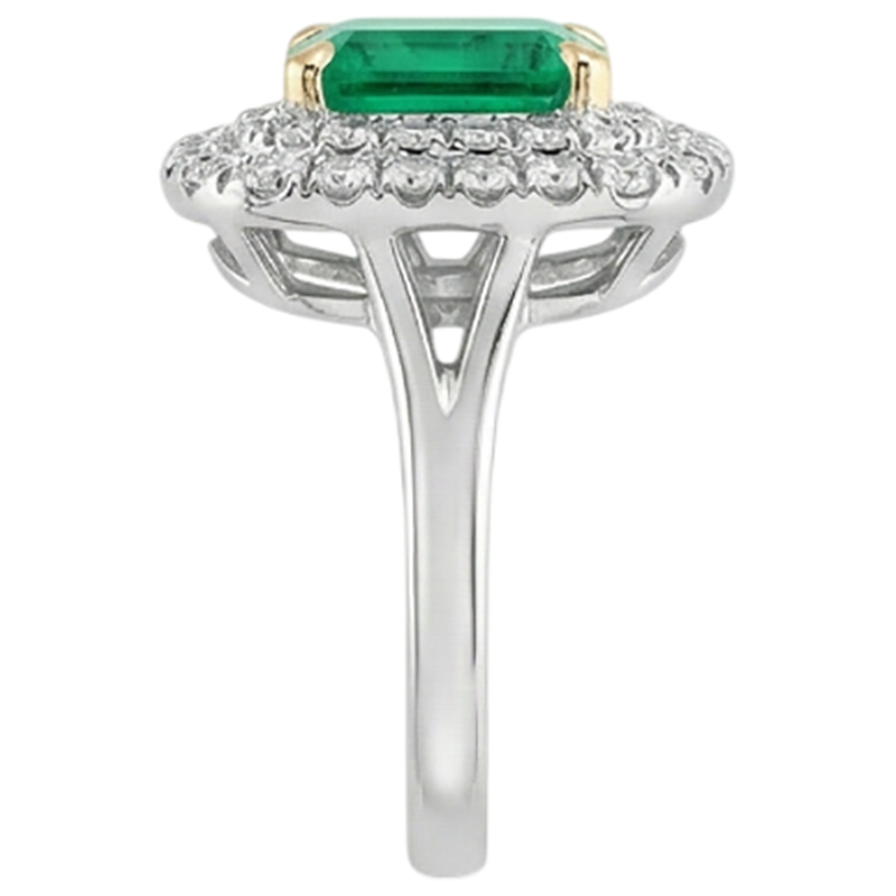 Eleganter Smaragd Farbstein-Ring 2 Karat – Rückansicht