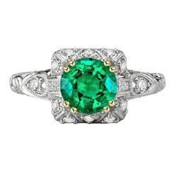 Zweifarbiges 14K Gold Antik Kolumbianischer Smaragd
