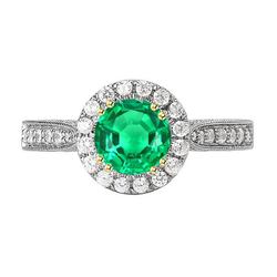 Kolumbianischer Smaragd Edelstein-Ring – Pavé 2,50 Karat Bicolor