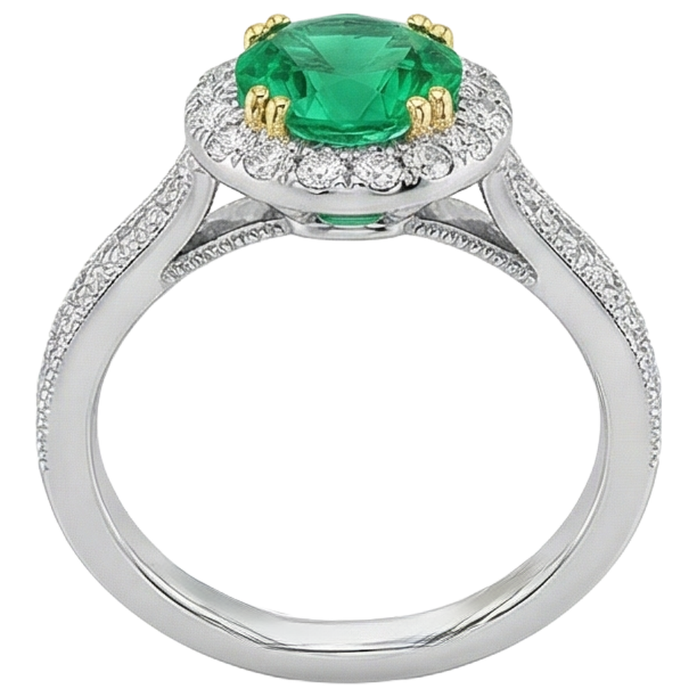 Premium Kolumbianischer Smaragd Edelstein-Ring 2,50 Karat – Schrägansicht