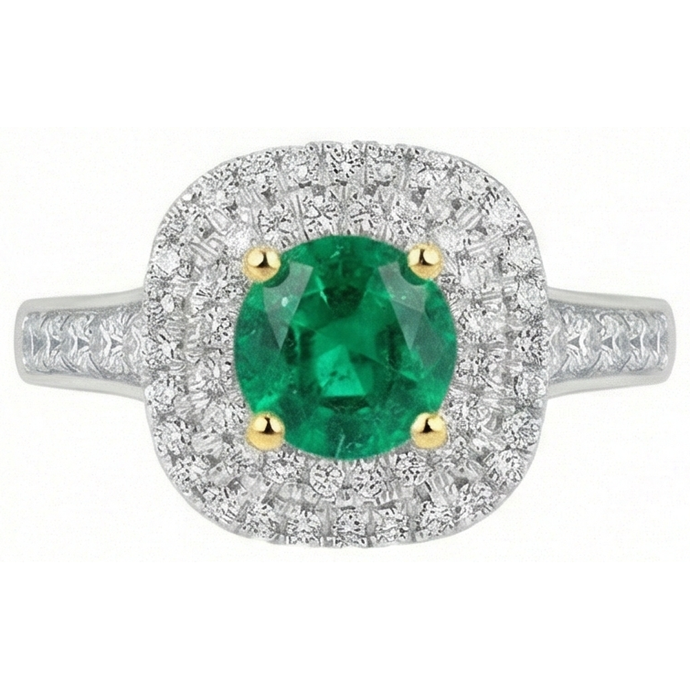 Exquisiter Smaragd Farbstein-Ring 2 Karat – Seitenansicht
