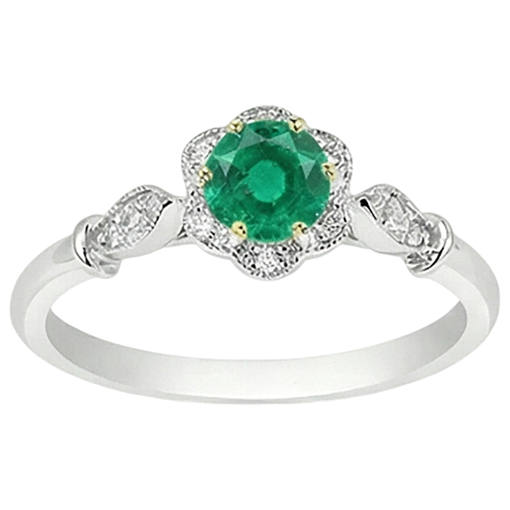Farbstein-Ring Zweifarbiges 14K Gold mit Kolumbianischer Smaragd – Seitenansicht