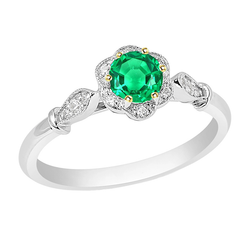 Farbstein-Ring Zweifarbiges 14K Gold – Kolumbianischer Smaragd