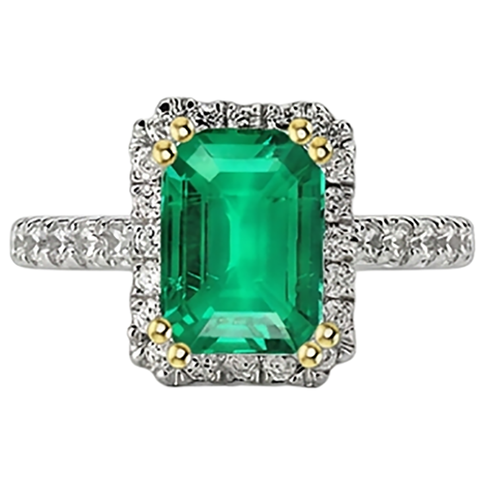 Exquisiter Edler Smaragd Edelstein-Ring 2 Karat – Frontansicht