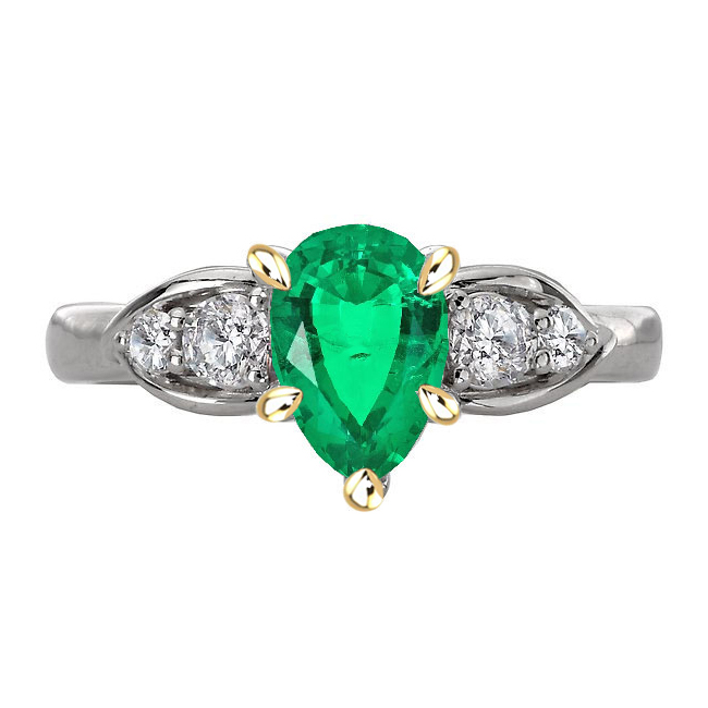 Natürlicher Edler Smaragd Farbstein-Ring 2 Karat 14 Karat Zweifarbig Gold – Hauptansicht