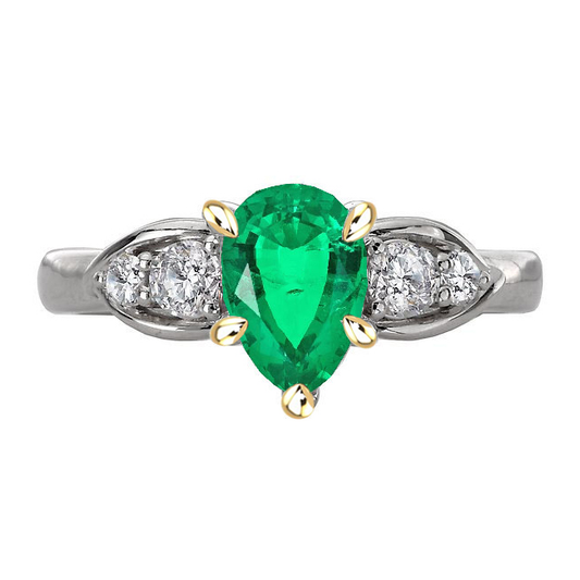 Natürlicher Edler Smaragd Farbstein-Ring 2 Karat 14 Karat Zweifarbig Gold – Hauptansicht